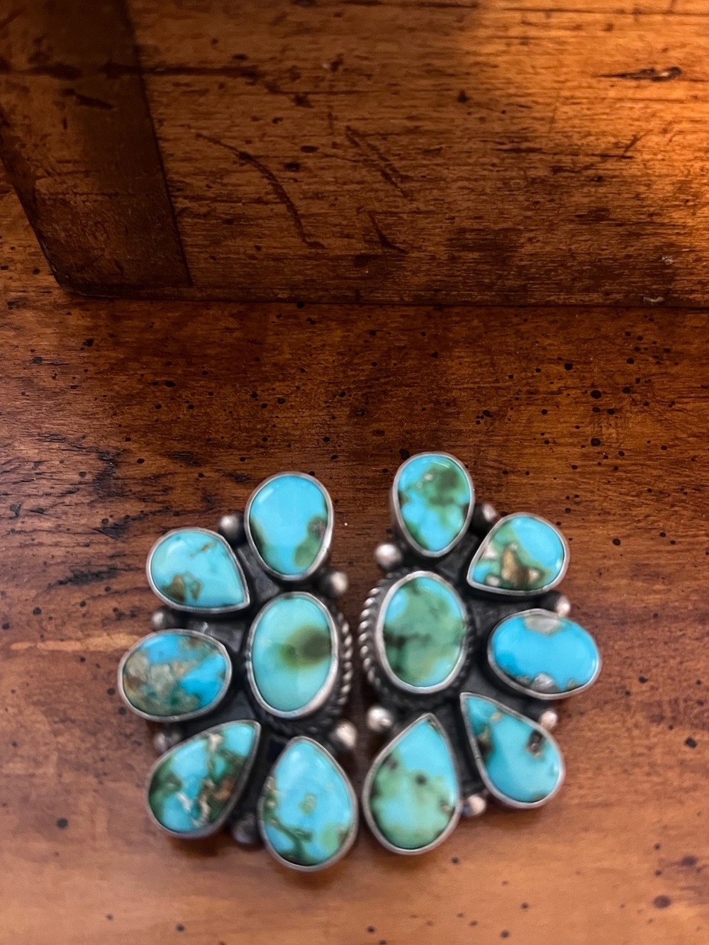 Sonoran turquoise half cluster earrings